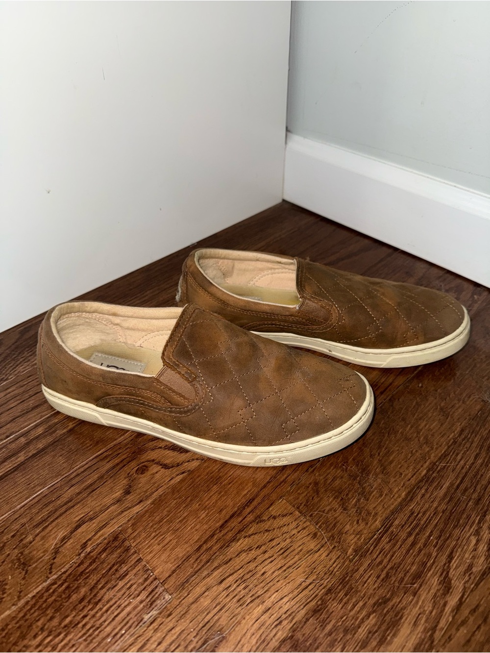 UGG Quilted  Slip-On Sneakers in Tan Brown